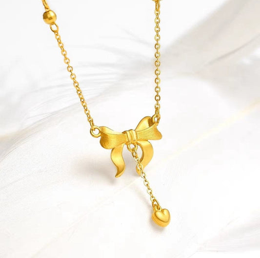 Trendy  bow knot anti tarnish necklace