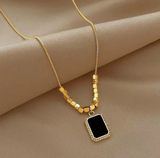 Black golden square anti tarnish chain
