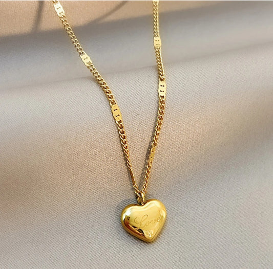 Golden heart  anti tarnish  chain