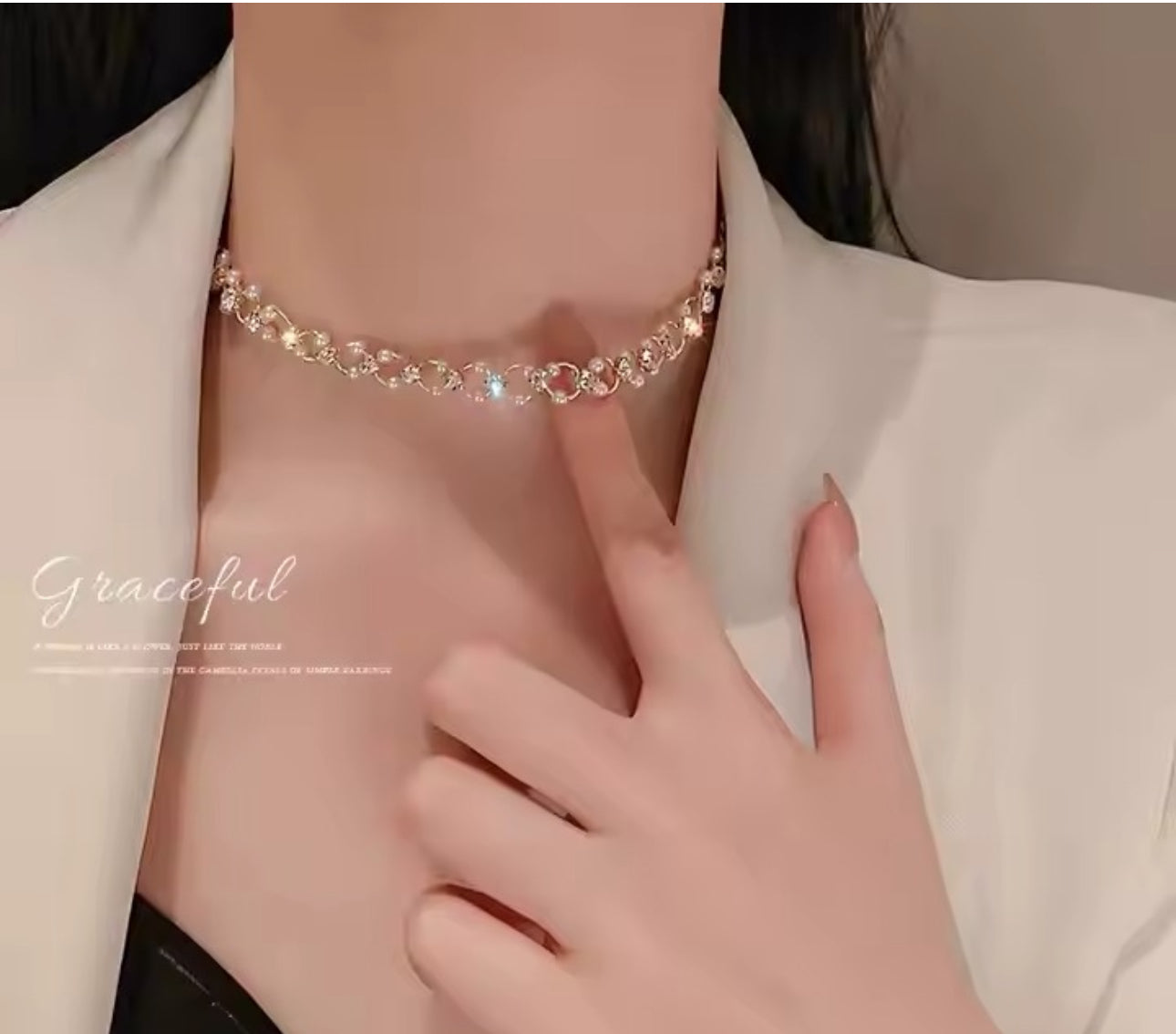 Luxury rhinestones shiny Choker necklace