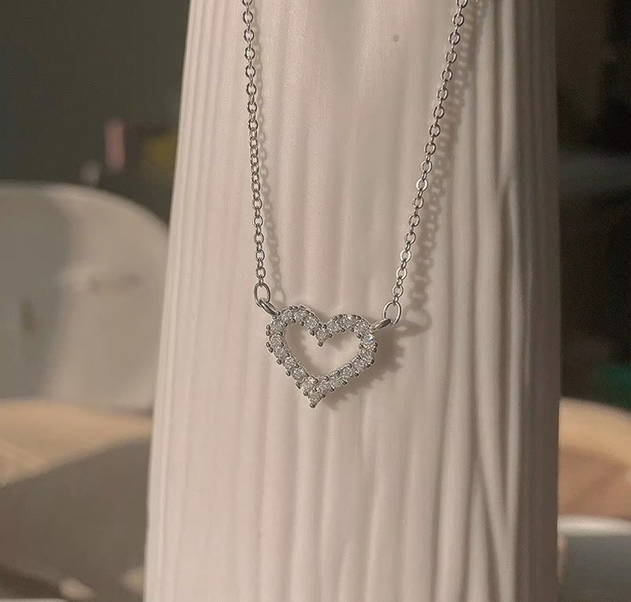 silver  love pendant chain