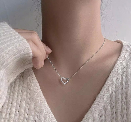 silver  love pendant chain