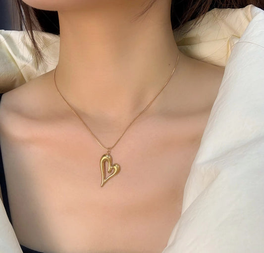 Trendy heart   anti tarnish necklace