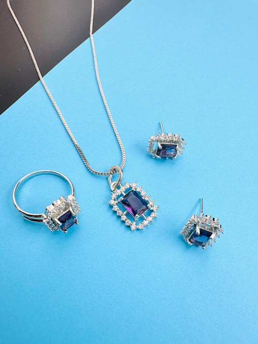 Purple   American Diamond Necklace  set