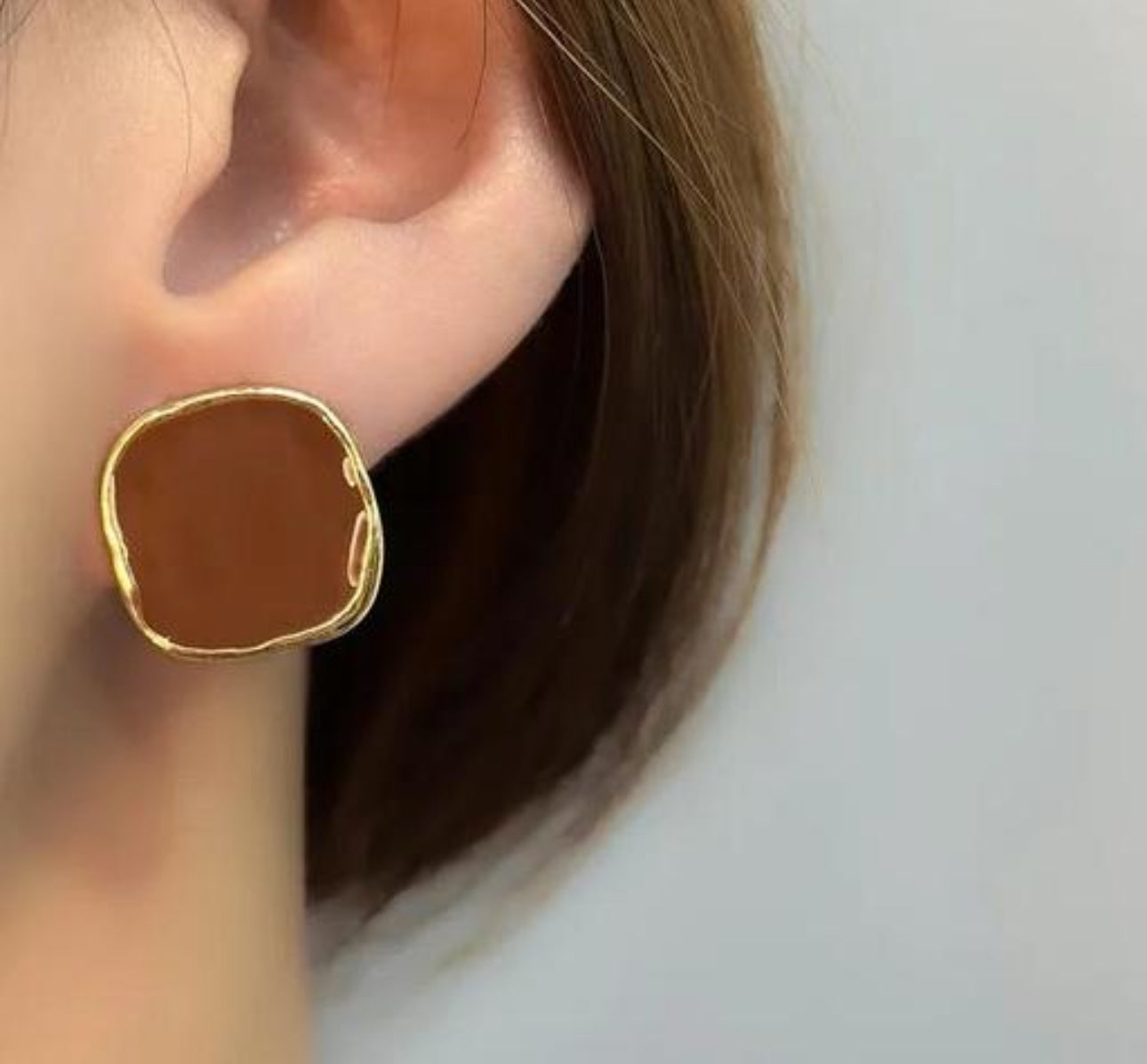 Red  glaze  geometric stud earrings