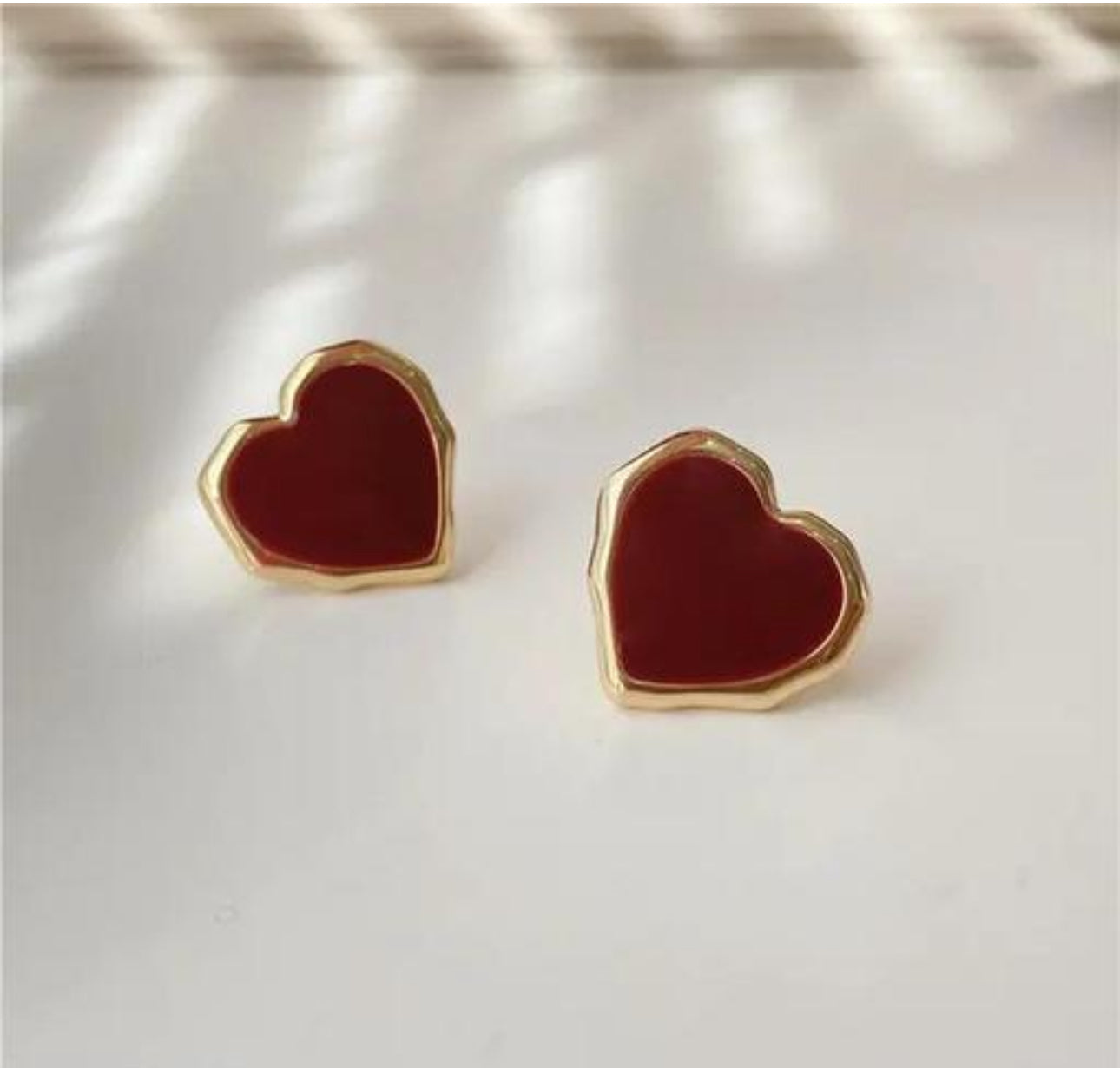 Red  glaze love stud earrings