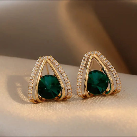 .Green  glaze Korean  stud earrings