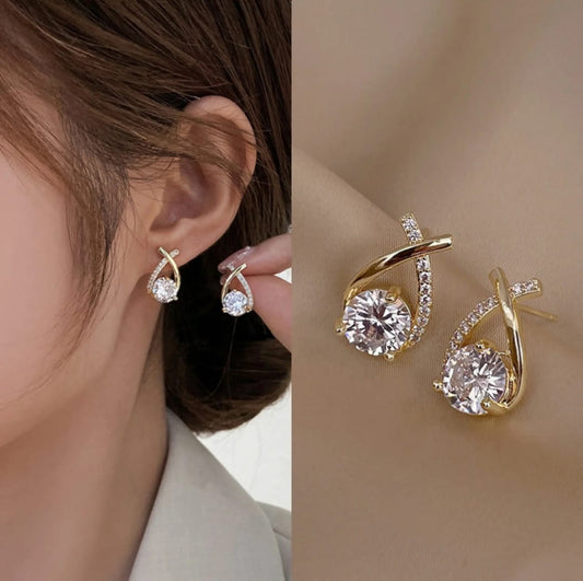 Korean crystal stud earrings