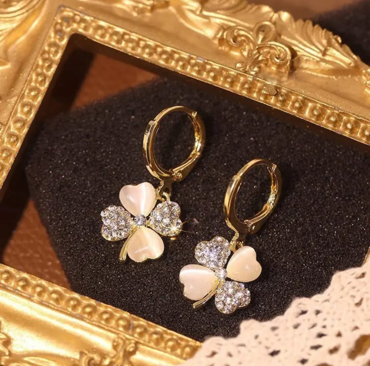 Stylish flower design   huggie earrings