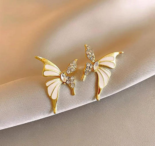 Golden korean  butterfly  stud earrings