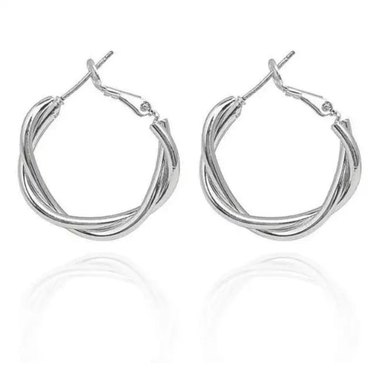 Trendy silver  Korean hoops