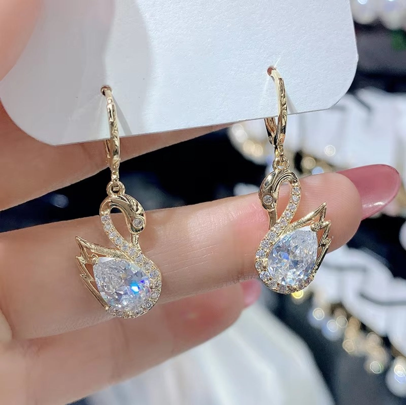 .Swan  huggie earrings