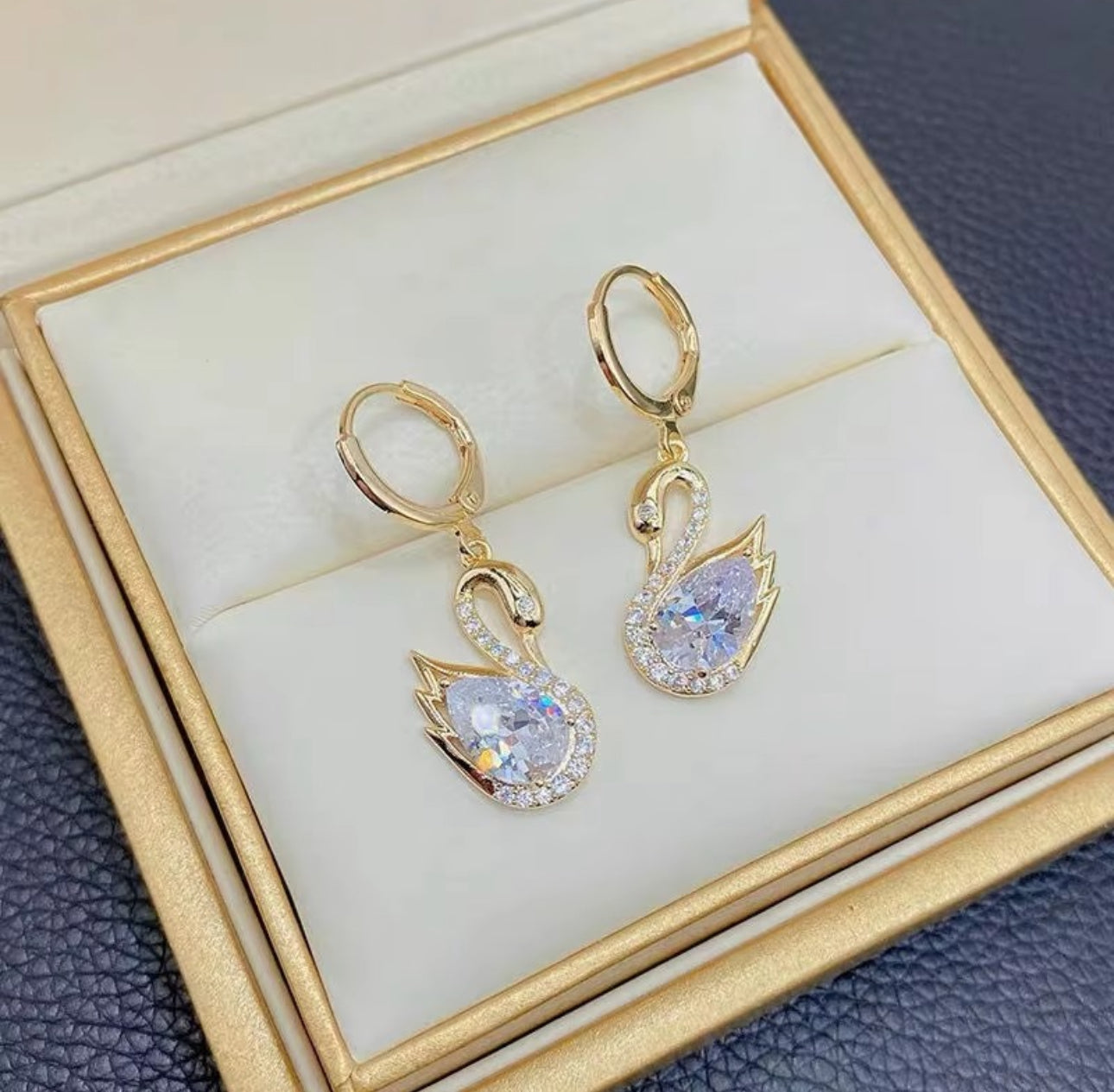 .Swan  huggie earrings