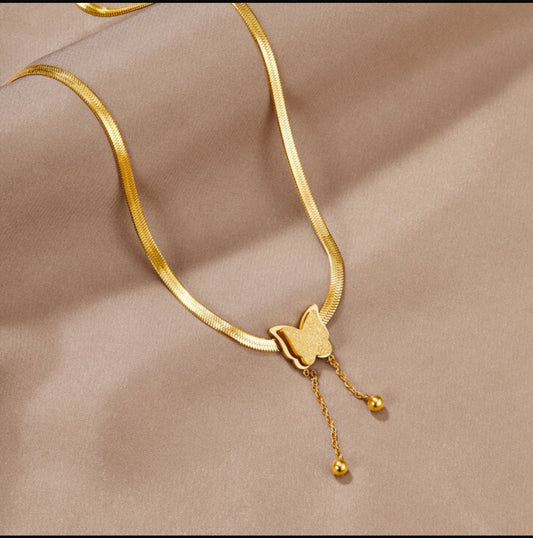 Butterfly  anti tarnish snake chain