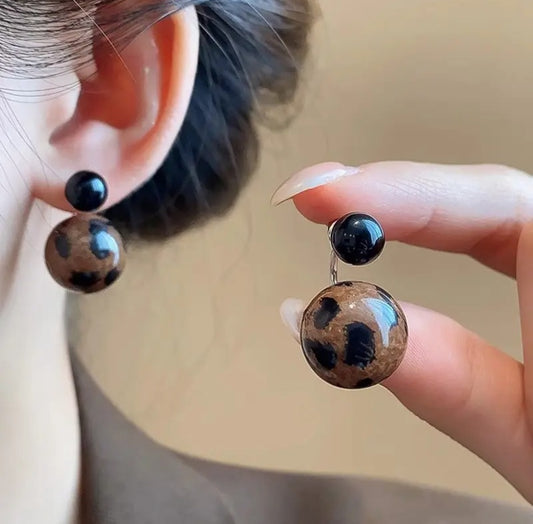 . Alluring Maillard leopard print stud Korean  earrings