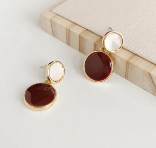 Pink Enamel water drop  Korean  earrings