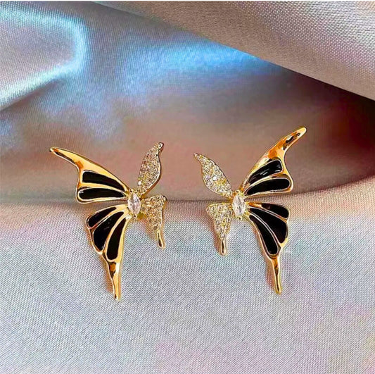 White enamel stone  korean  butterfly  stud earrings