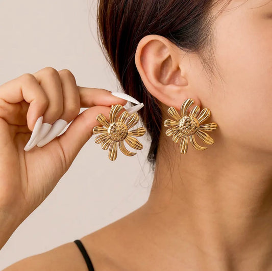 Floral  anti tarnish earrings