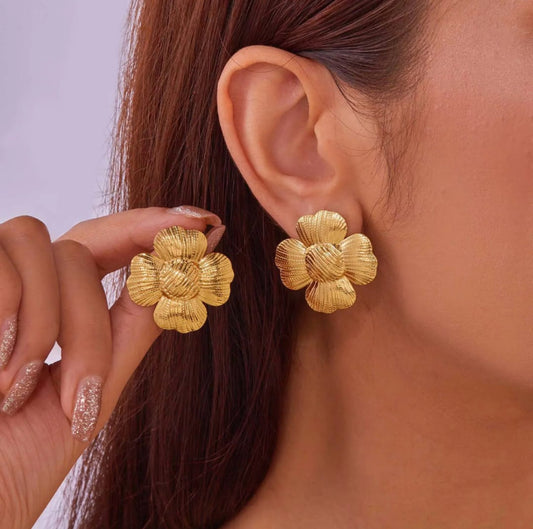Floral  anti tarnish earrings