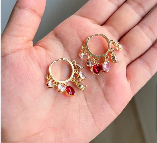 Multicolour Gold huggie hoop anti tarnish earrings