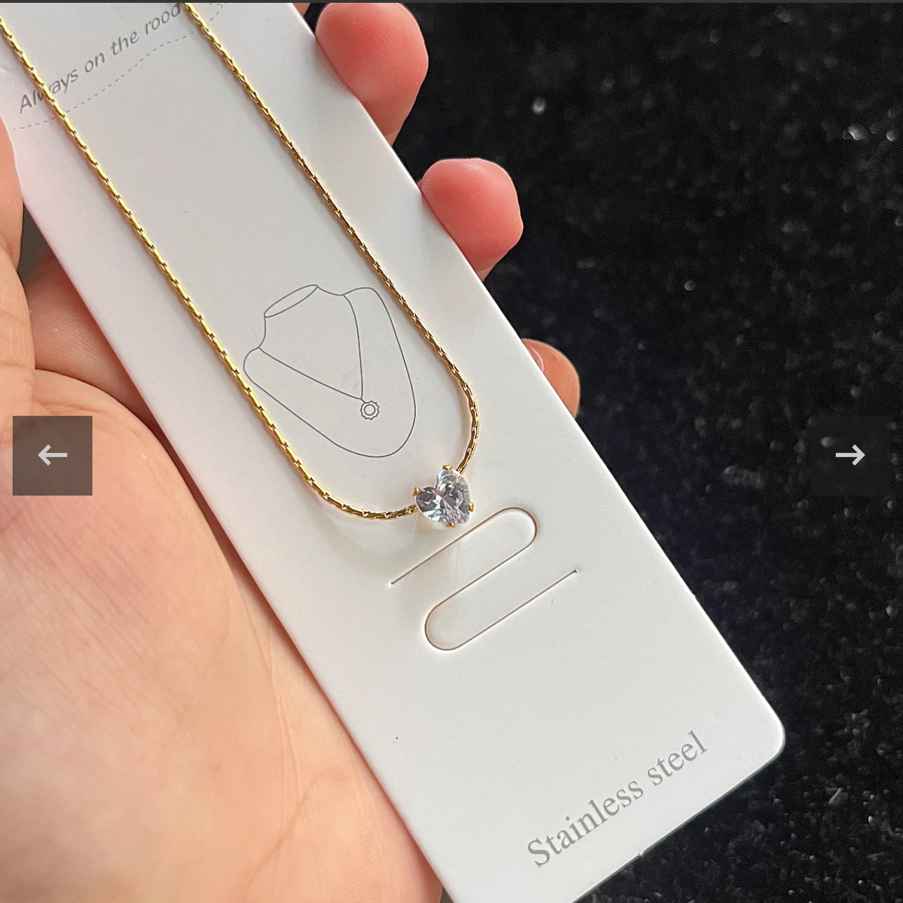 Crystal heart  anti tarnish  chain