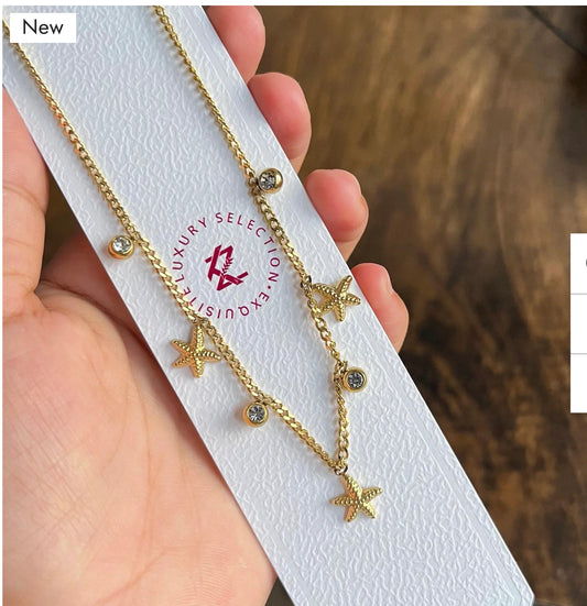 Star studded polki  stone anti tarnish  chain