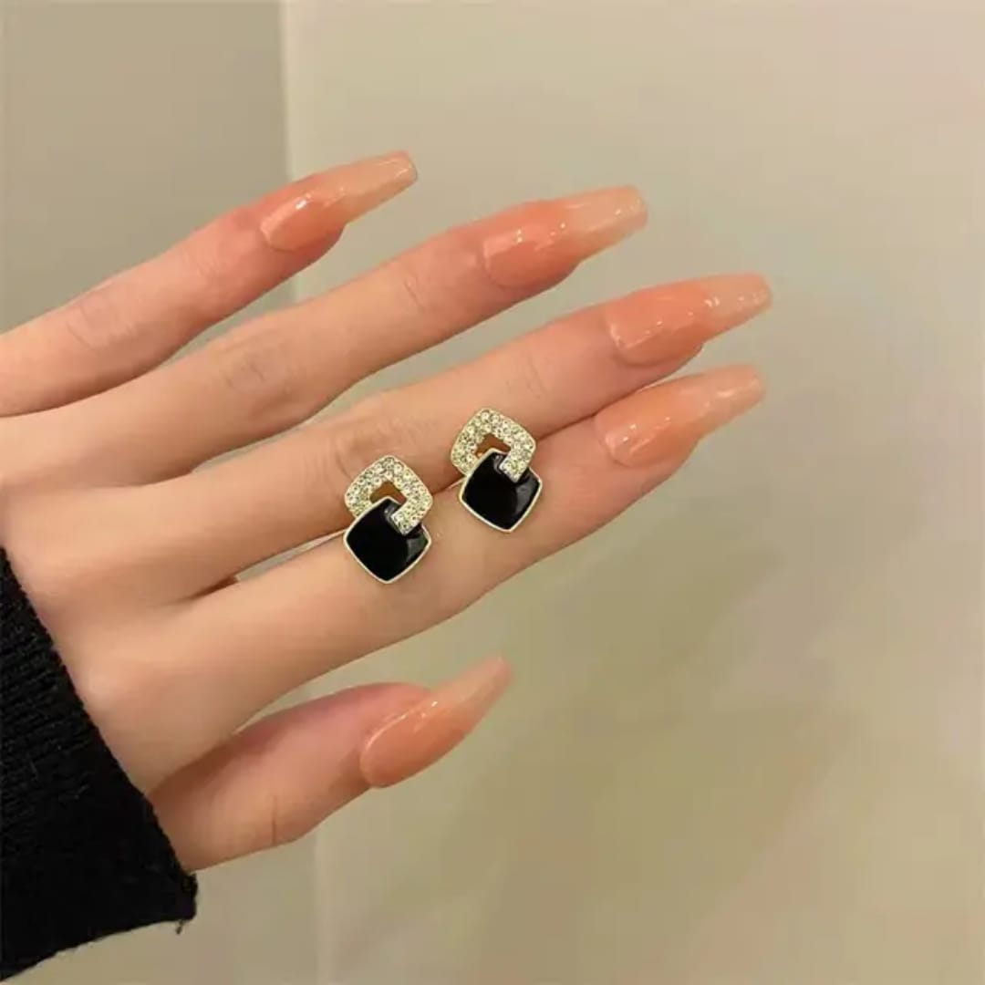 Korean  black  stud  earrings