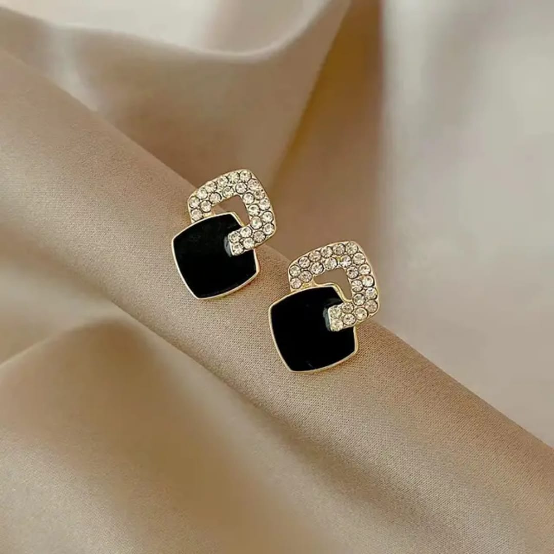 Korean  black  stud  earrings