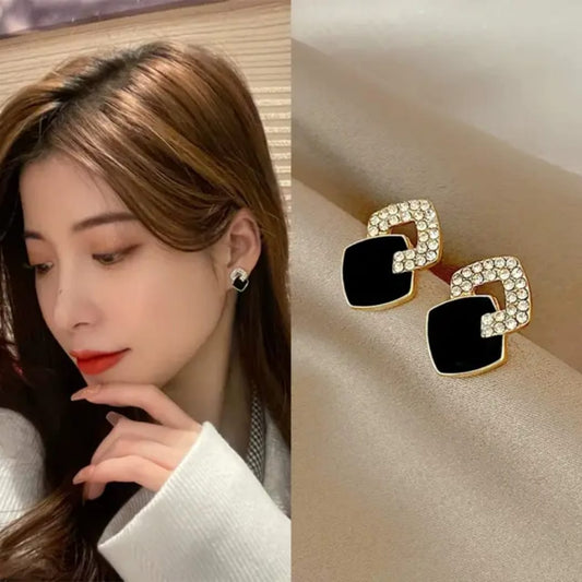 Korean  black  stud  earrings