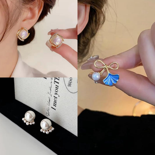 pearls Korean earrings  combo set of 3 earrings