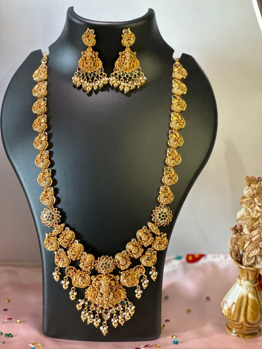 gold antique  temple jewellery set