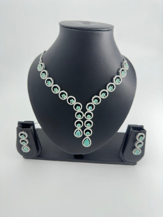 Mint American Diamond Necklace  set