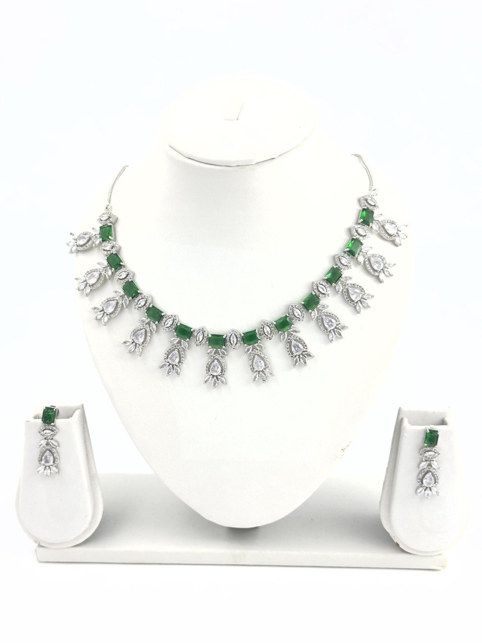 Green  American Diamond Necklace  set