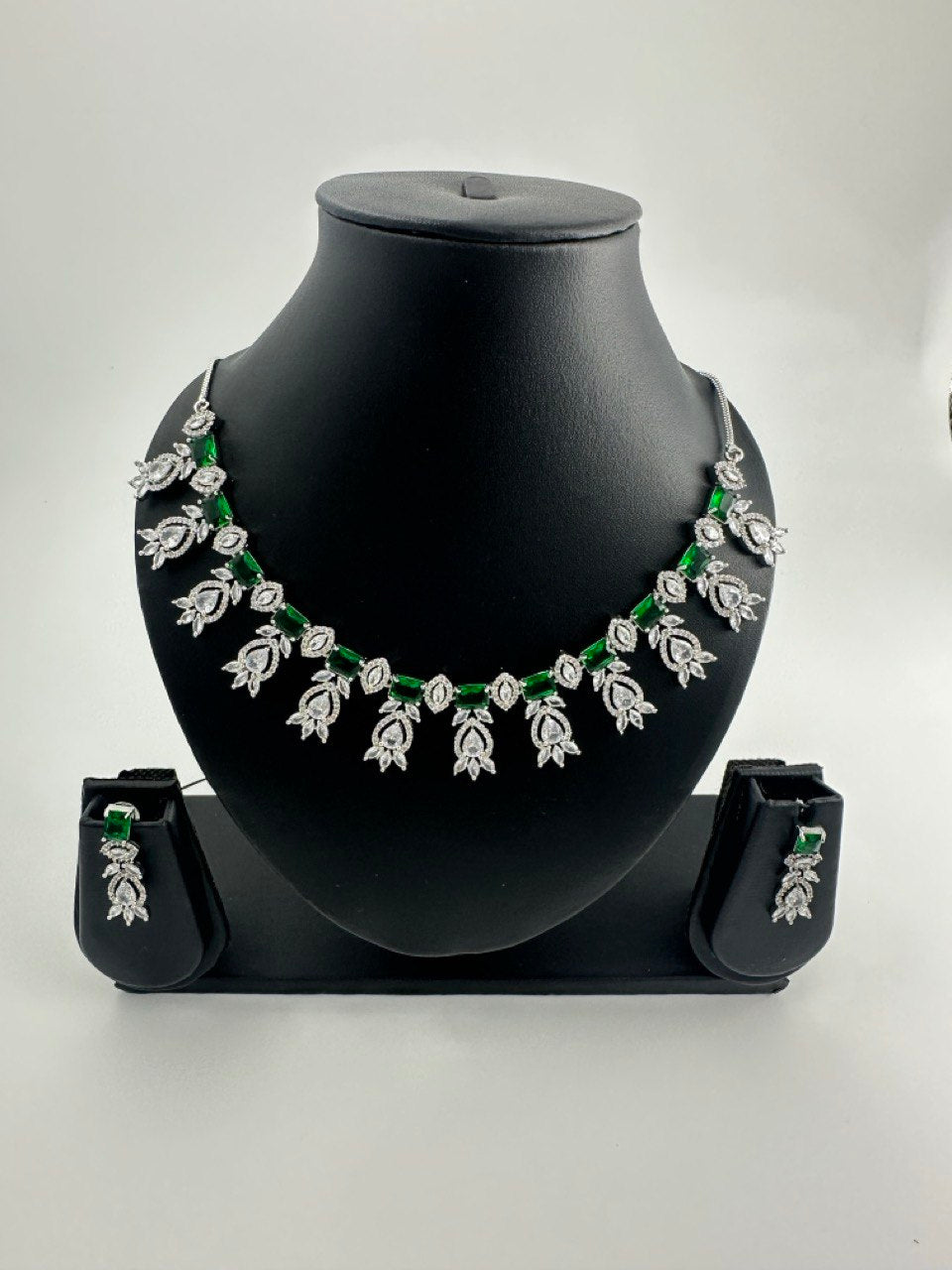 Green  American Diamond Necklace  set