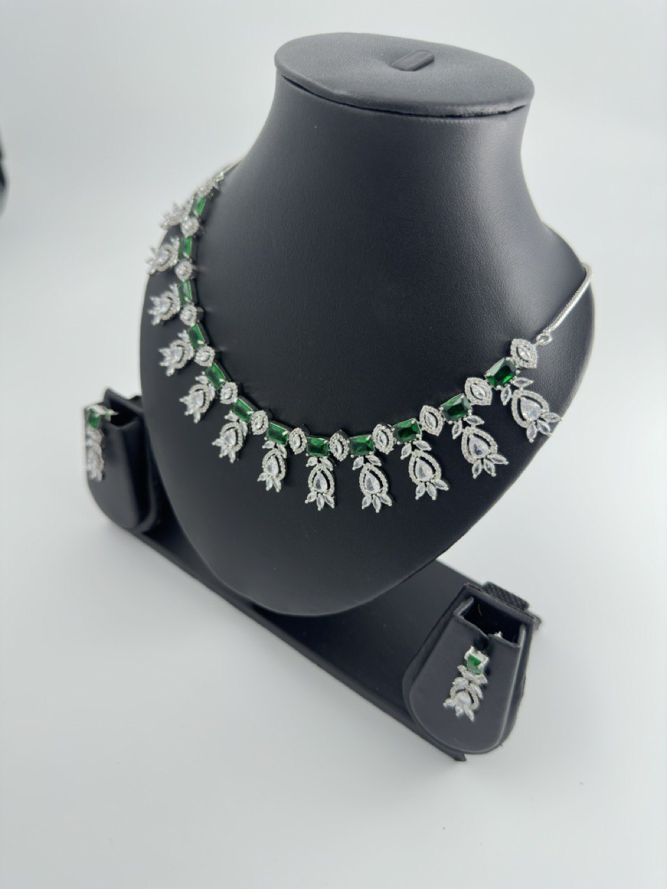 Green  American Diamond Necklace  set
