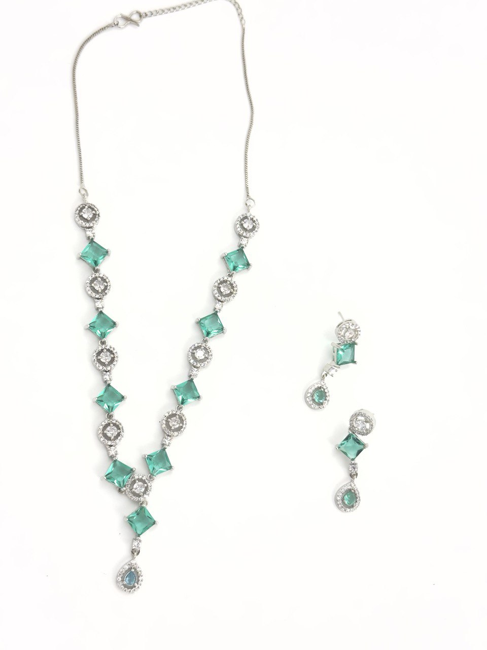 Sea green   American Diamond Necklace  set