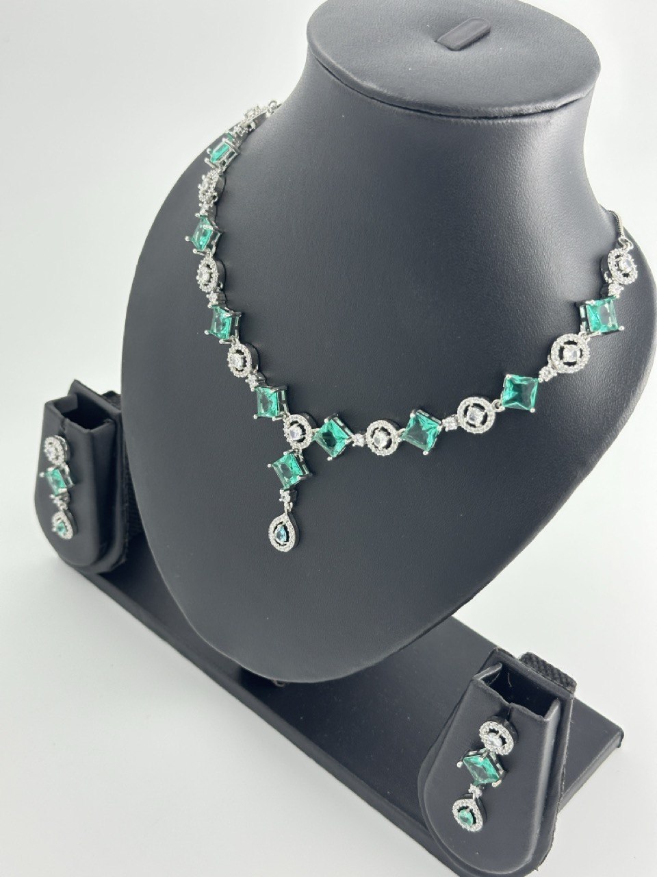 Sea green   American Diamond Necklace  set