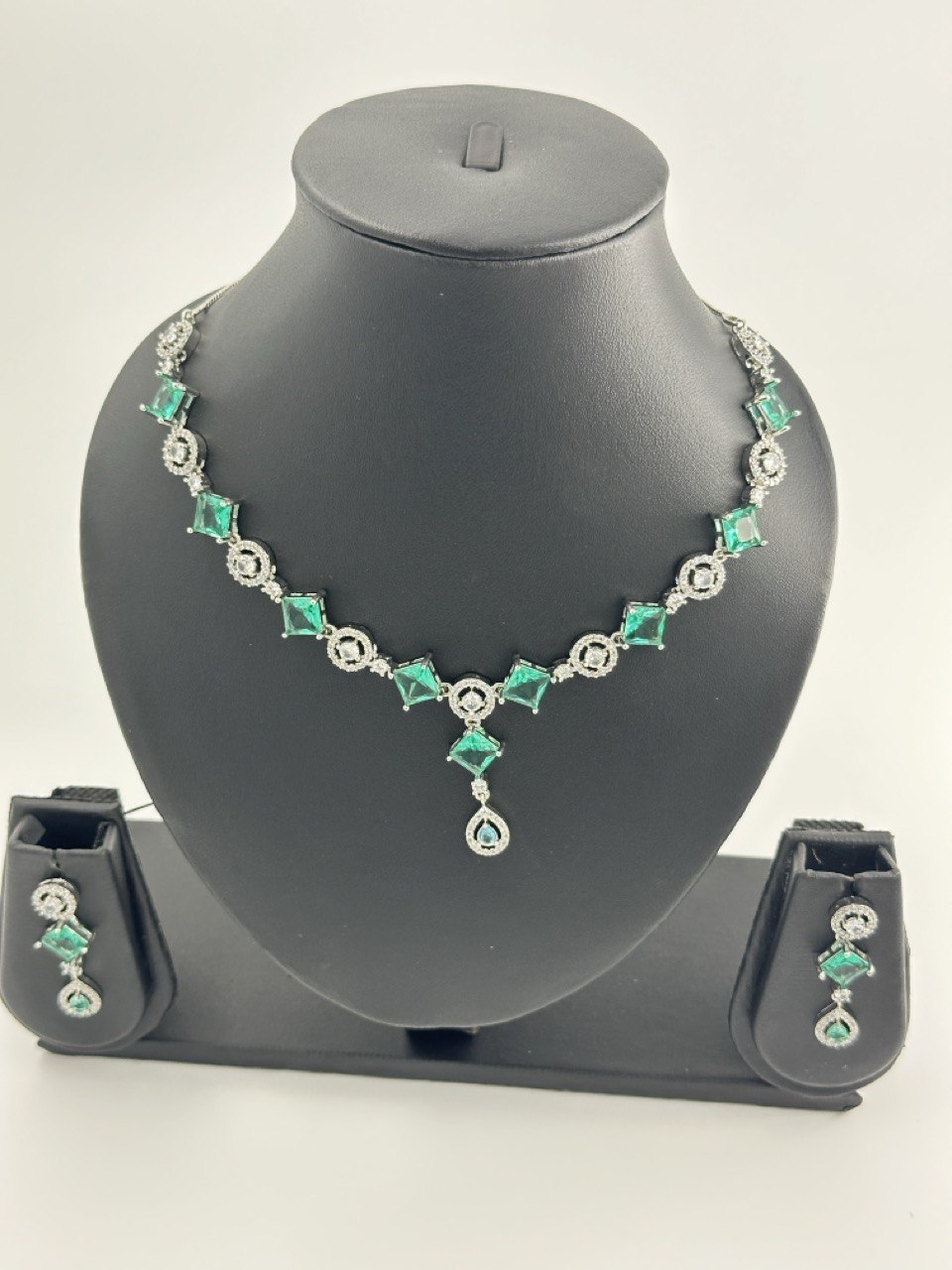 Sea green   American Diamond Necklace  set