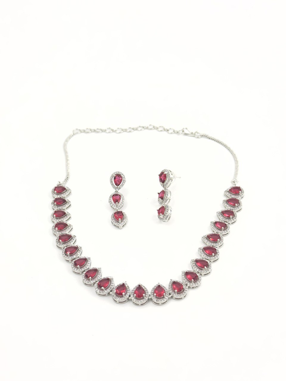 Pink  American Diamond Necklace  set