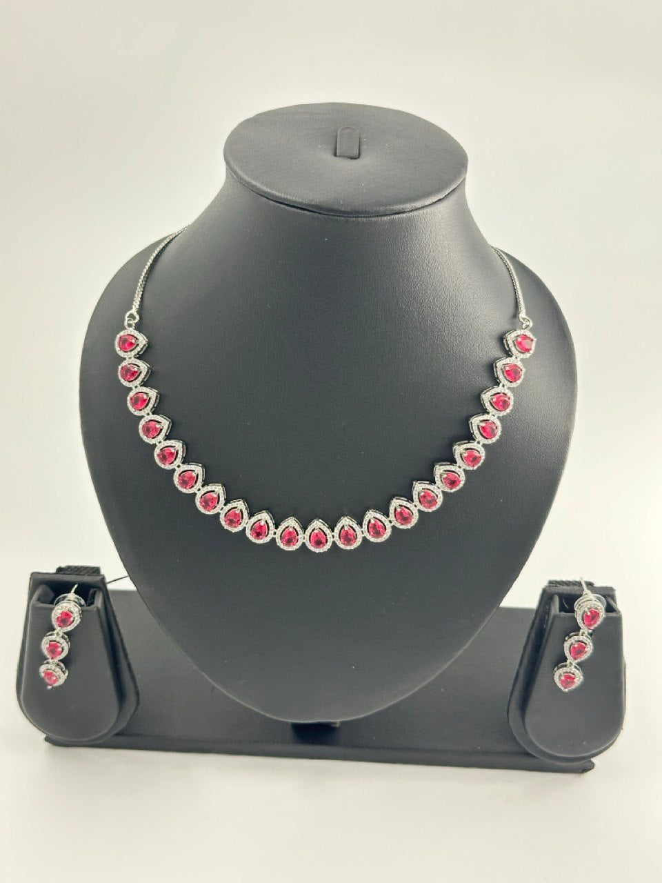 Pink  American Diamond Necklace  set