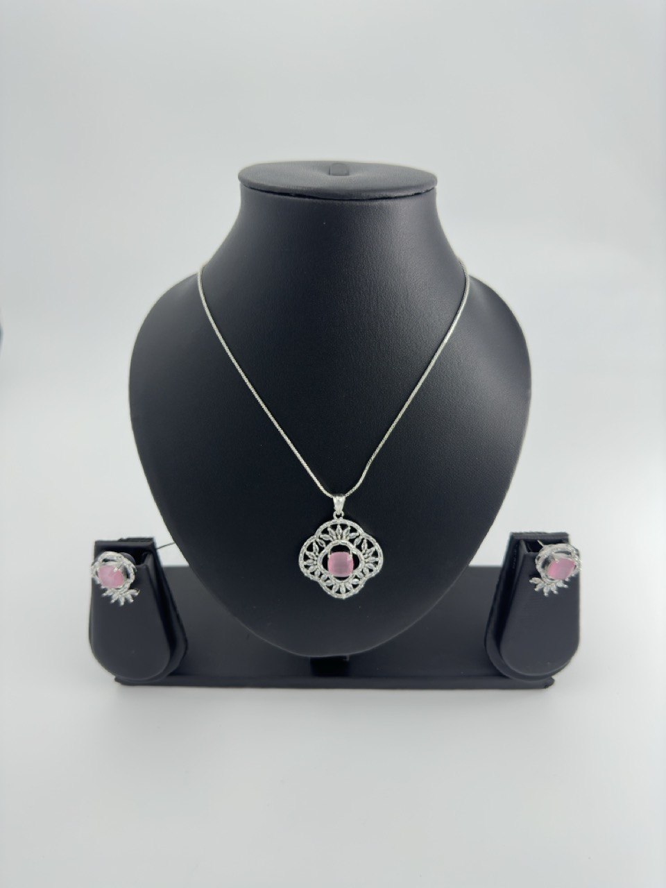Pink  American Diamond Necklace  set