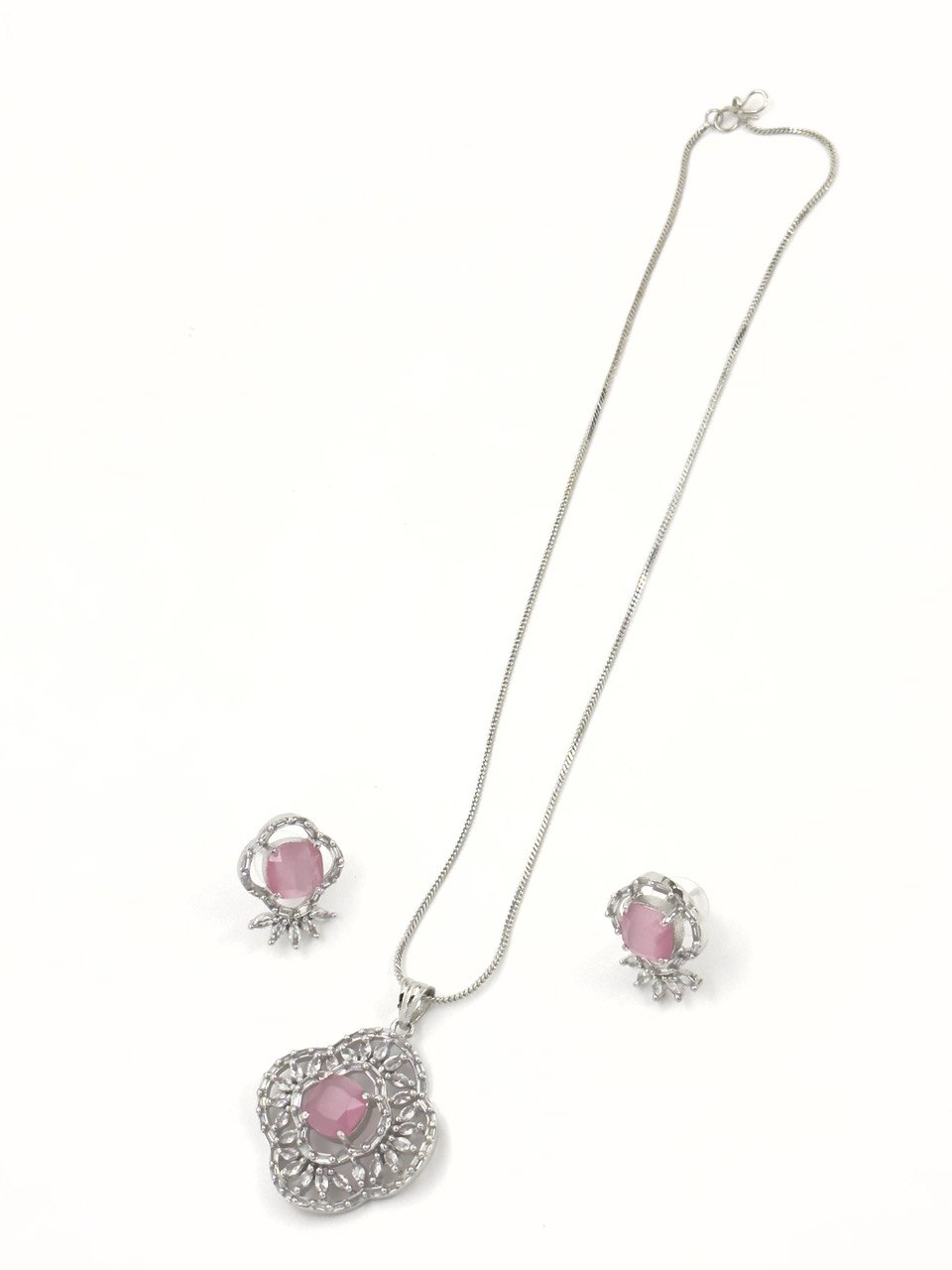 Pink  American Diamond Necklace  set