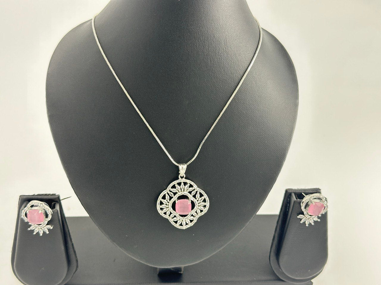 Pink  American Diamond Necklace  set