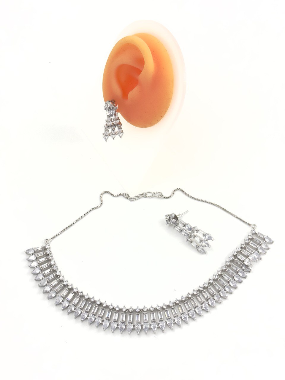 Rhodium zircon   Necklace  set