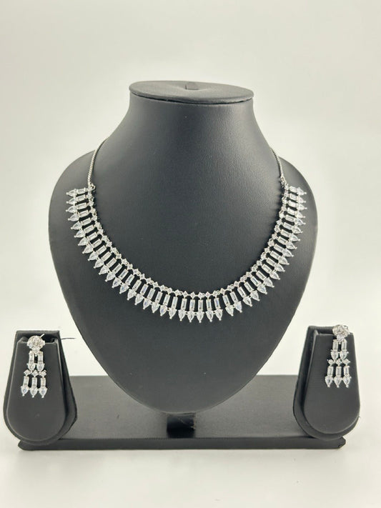 Rhodium zircon   Necklace  set