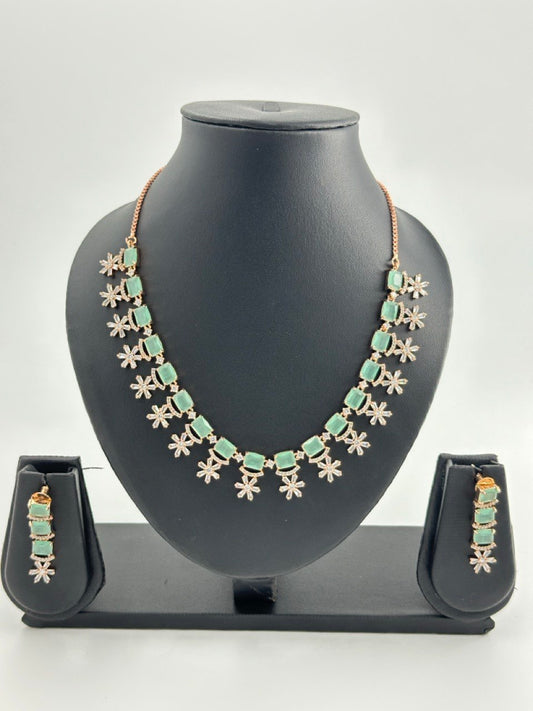 mint American Diamond  Necklace  set