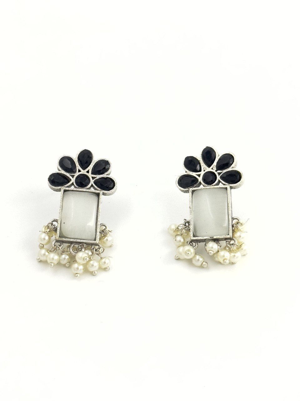 Multicolour oxidized German silver  studs