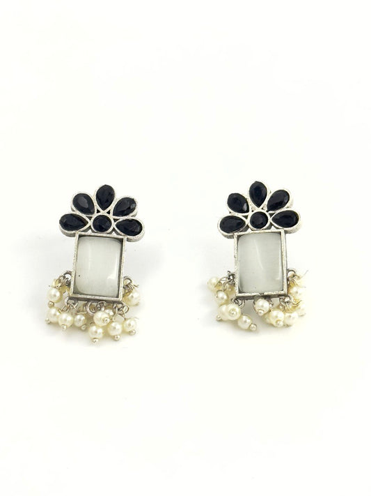 Multicolour oxidized German silver  studs
