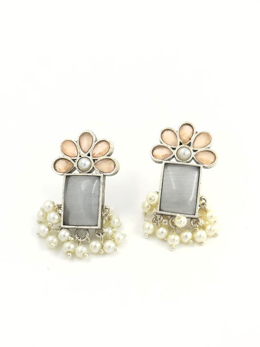Multicolour oxidized German silver   studs