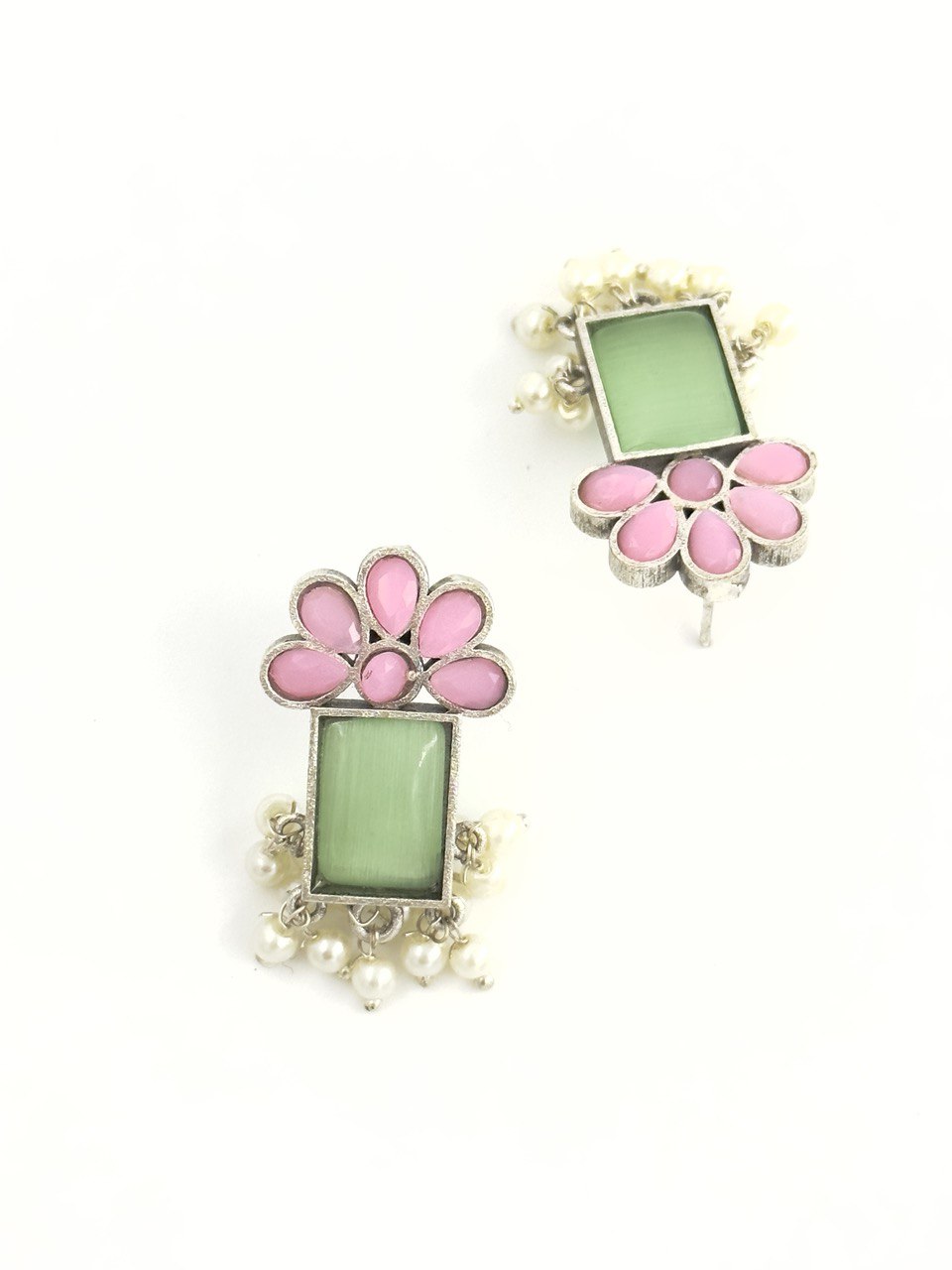Multicolour oxidized German silver   studs